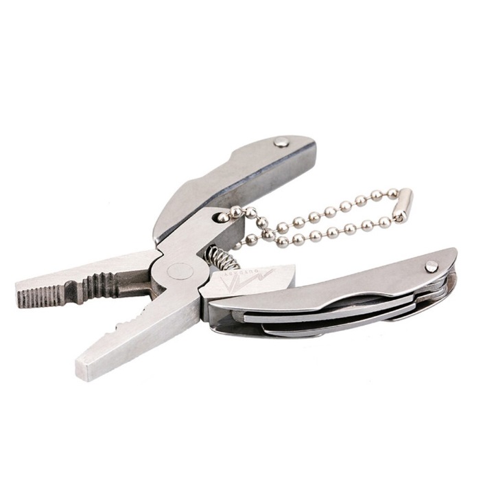Mini Ausziehbar Zange Schelle Schlüsselanhänger Outdoor Wandern Werkzeugtasche 