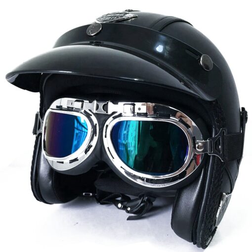 Retro Chopper Helm mit Brille