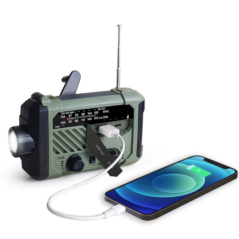 Notfall Solar Radio Handkurbel Handy Ladegerät mit Taschenlampe AM/FM DHL 