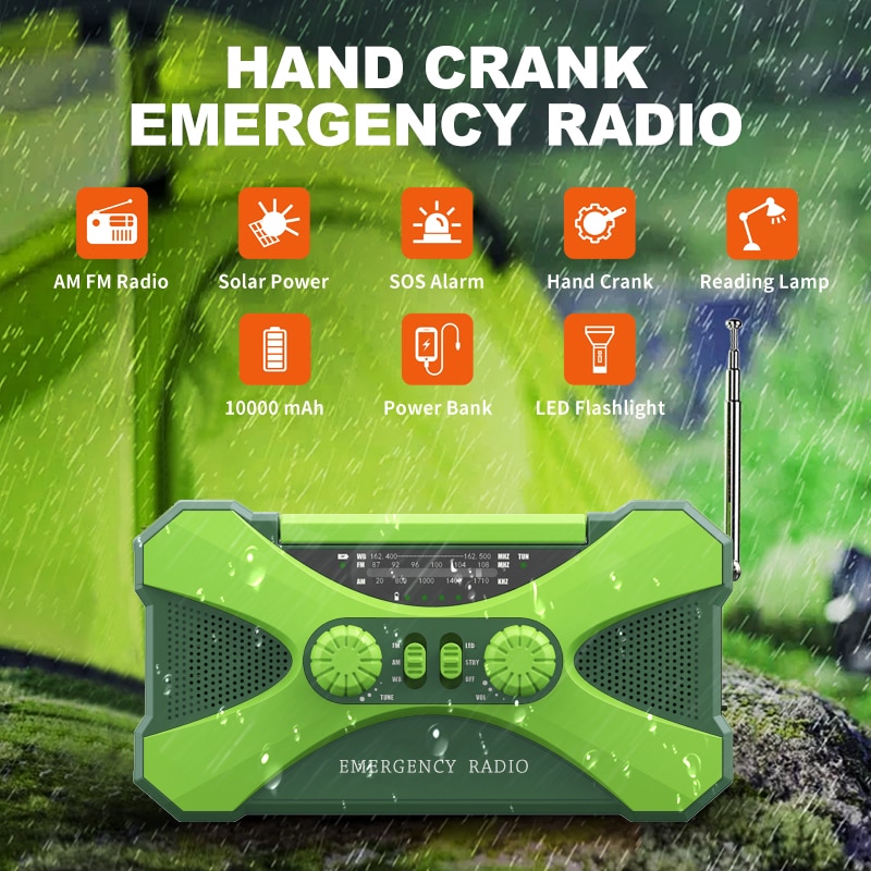 Notfall Solar-Radio mit Powerbank Handkurbel und Taschenlampe